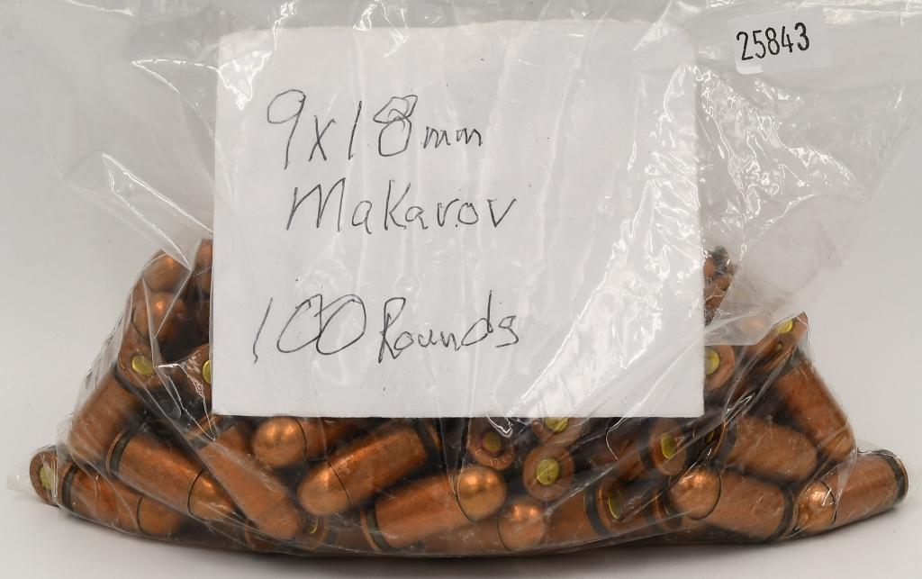 100 Rounds Of 9x18mm Makarov Ammunition
