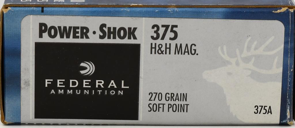20 rds 375 H&H mag Federal Power Shok ammo