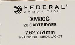 100 Rds Of Federal XM80C 7.62x51mm (.308) Ammo