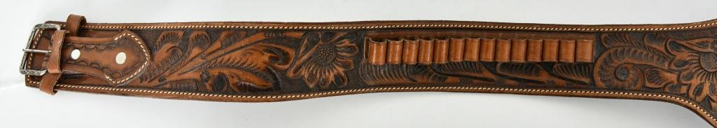 Unmarked Handed Tooled Leather Holster & Belt