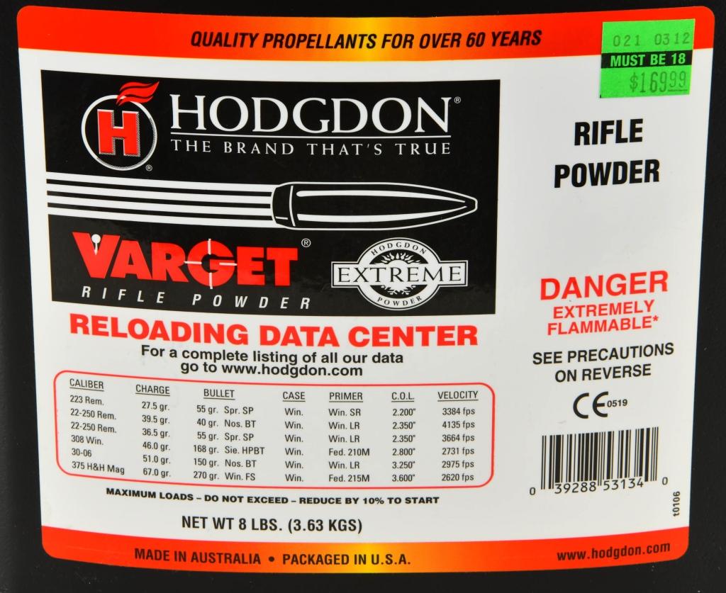 HODGDON Varget Extreme Rifle Powder 8 pounds