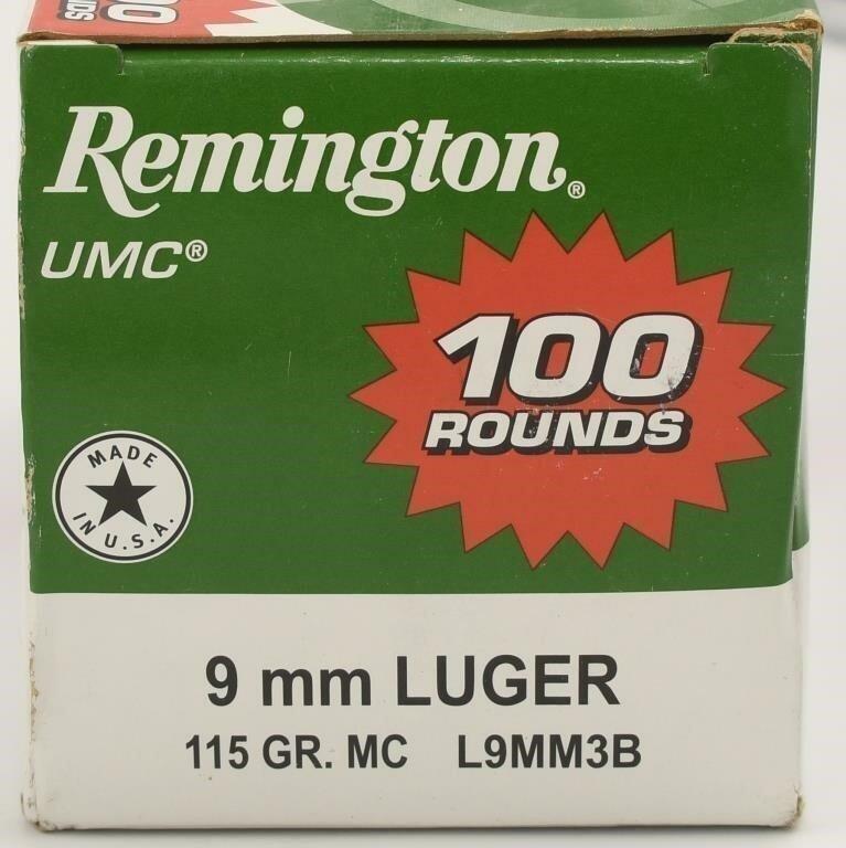 100 Rounds of Remington UMC 9mm Luger Ammo