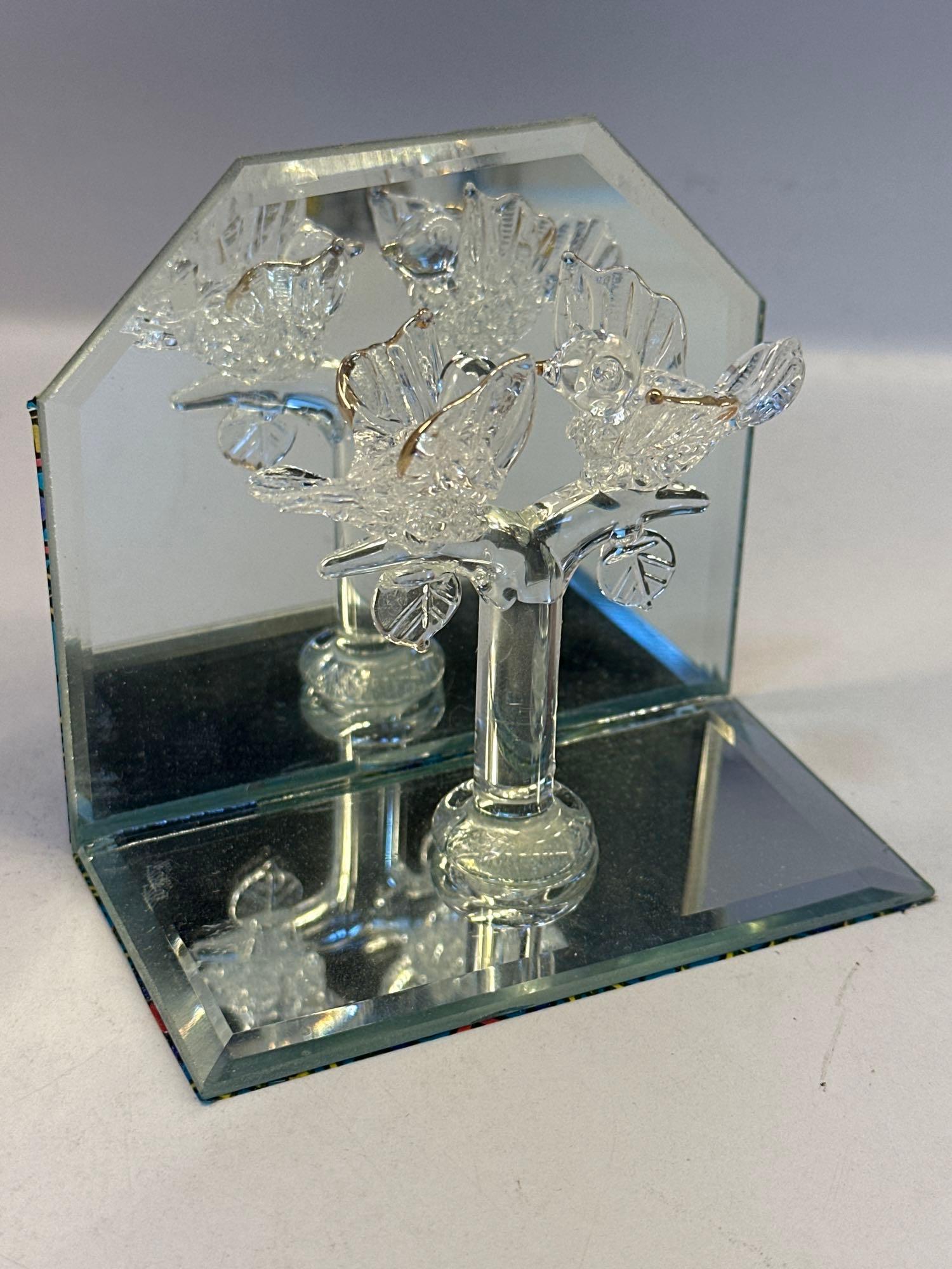 New Glass Figurine With Mirror Stand