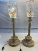 Set of 2 Table Lamps With Glass Globes