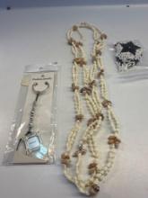 Baseball Frame Key Chain, Seashell Necklace, Etc