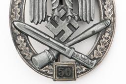WWII GERMAN GENERAL ASSAULT BADGE 50 CLASS BADGE