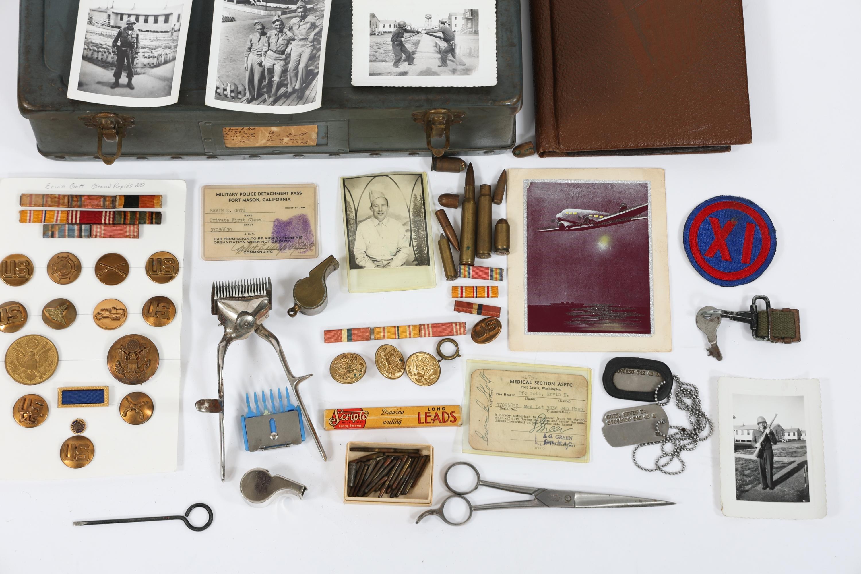 WWII US INSIGNIA, PHOTO, & PERSONAL ITEM GROUPINGS