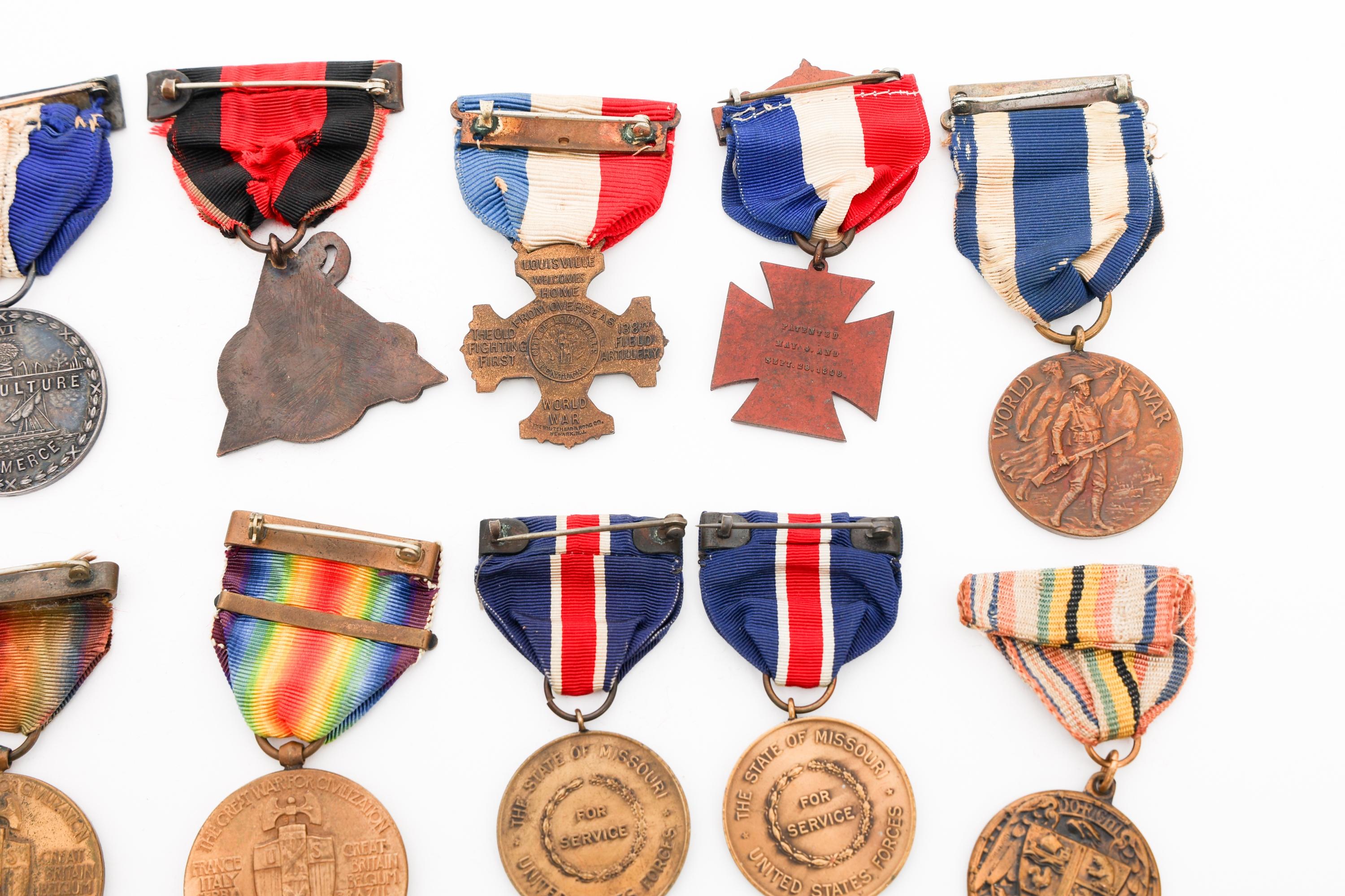 WWI ERA US STATE SERVICE & FRATERNAL MEDALS