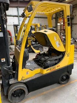 2011 Hyster 4,000 LB. Capacity Forklift, Model S40FTS, LPG, 3-Stage Mast, 187" Max. Load Ht., Solid