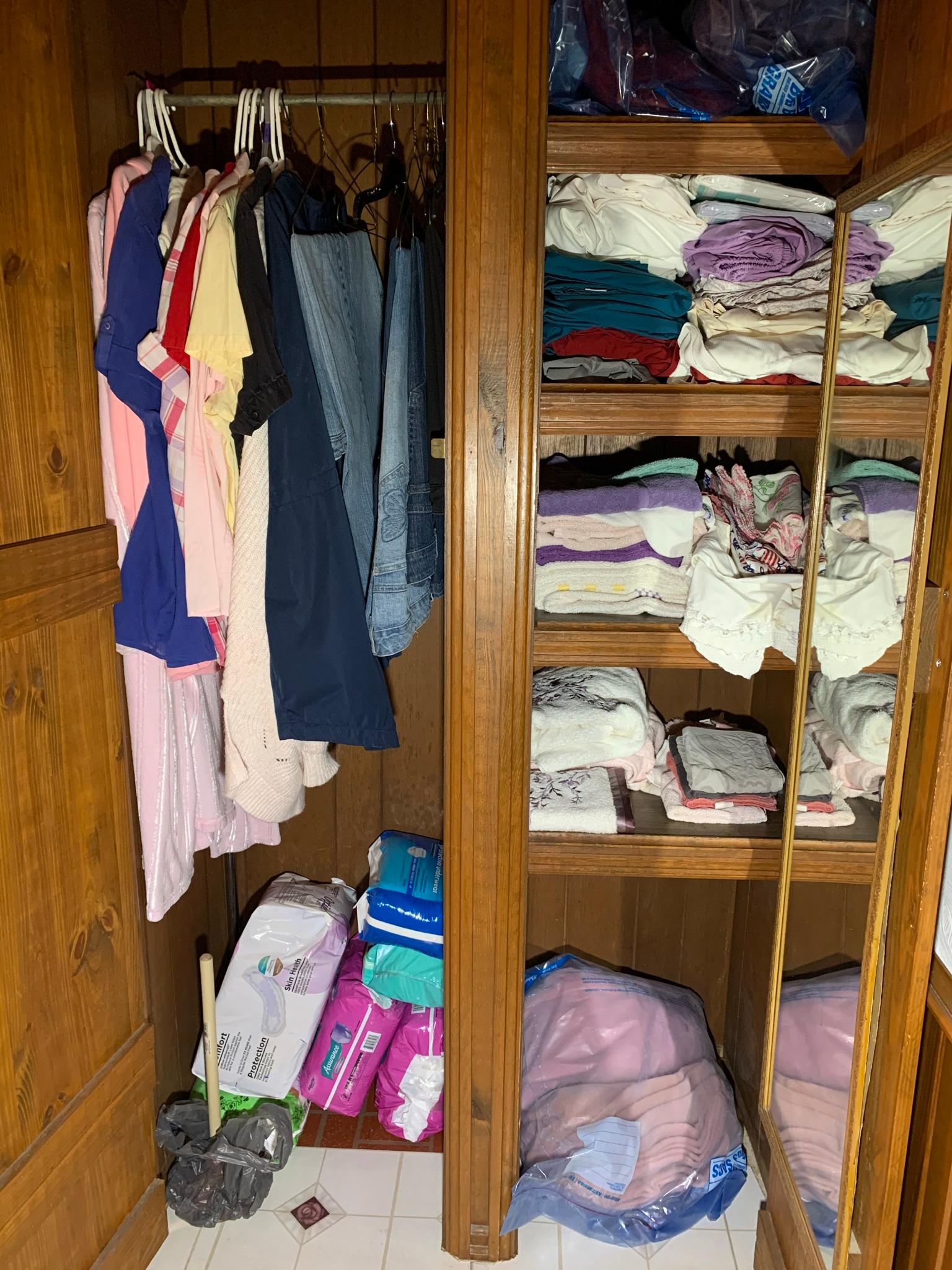 Cleanout of Bathroom - Towel, Sheets, Clothing Adult Care Products, & More