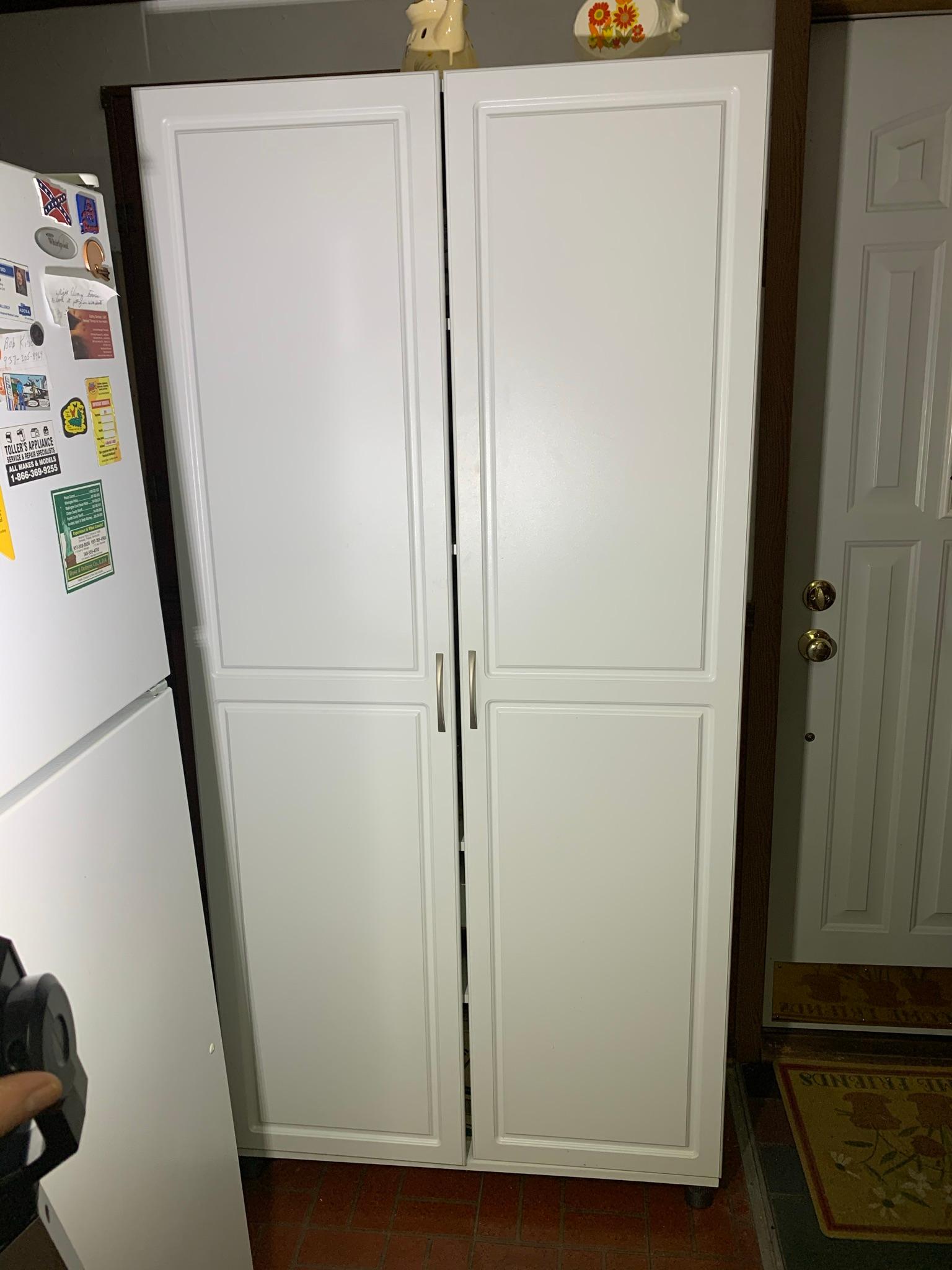 White Cabinet with Small Appliance Cleanout