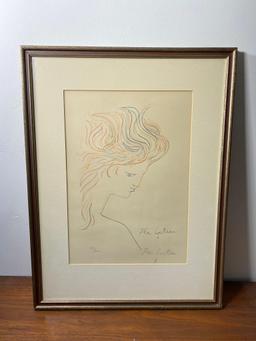 Jean Cocteau - "Tete en Profil" - Original Lithograph in Colors - Signed