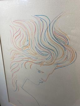 Jean Cocteau - "Tete en Profil" - Original Lithograph in Colors - Signed