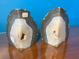 Natural Agate Geode Bookends