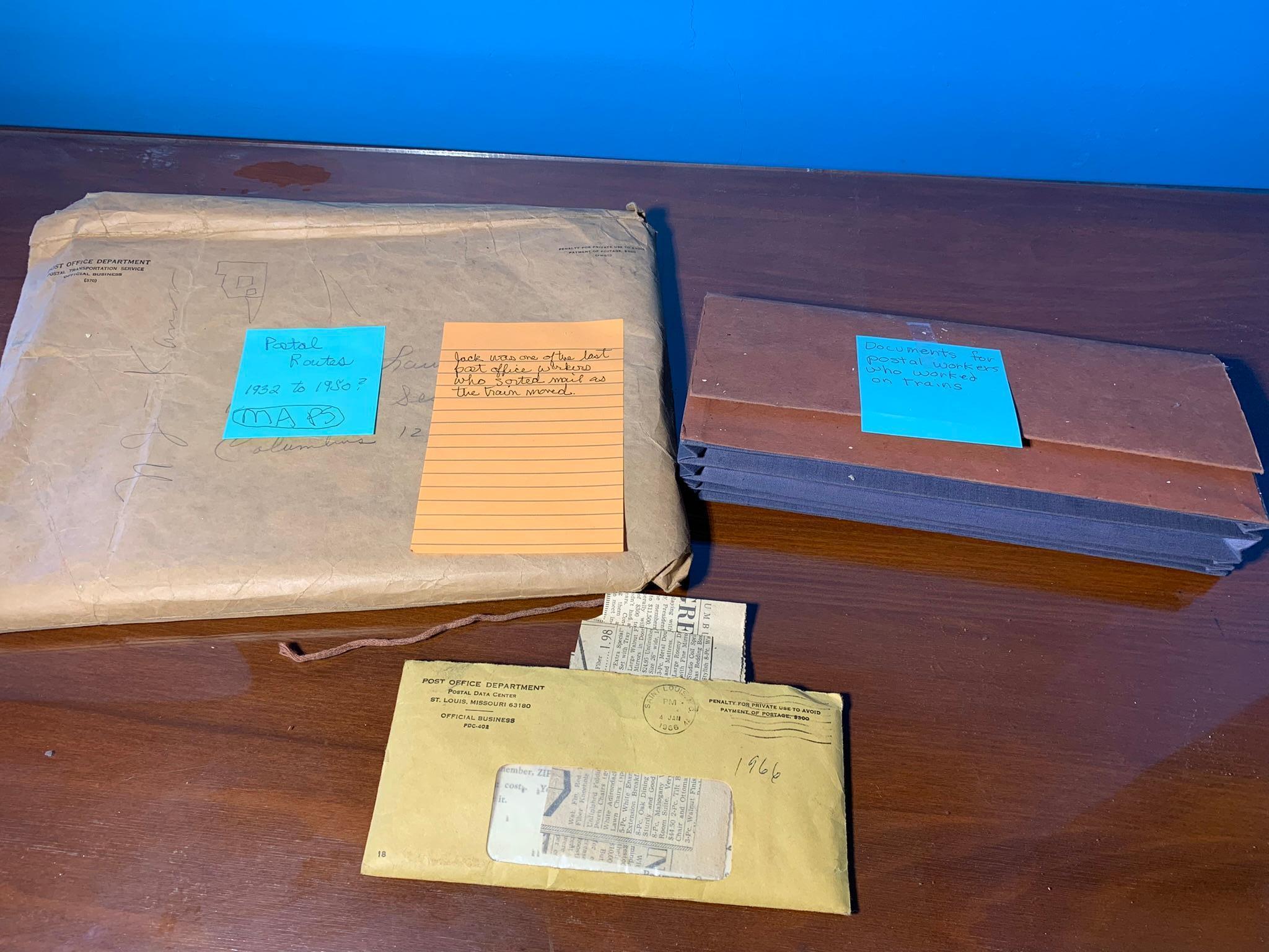 Group of Documents for Postal Workers who Worked on Trains
