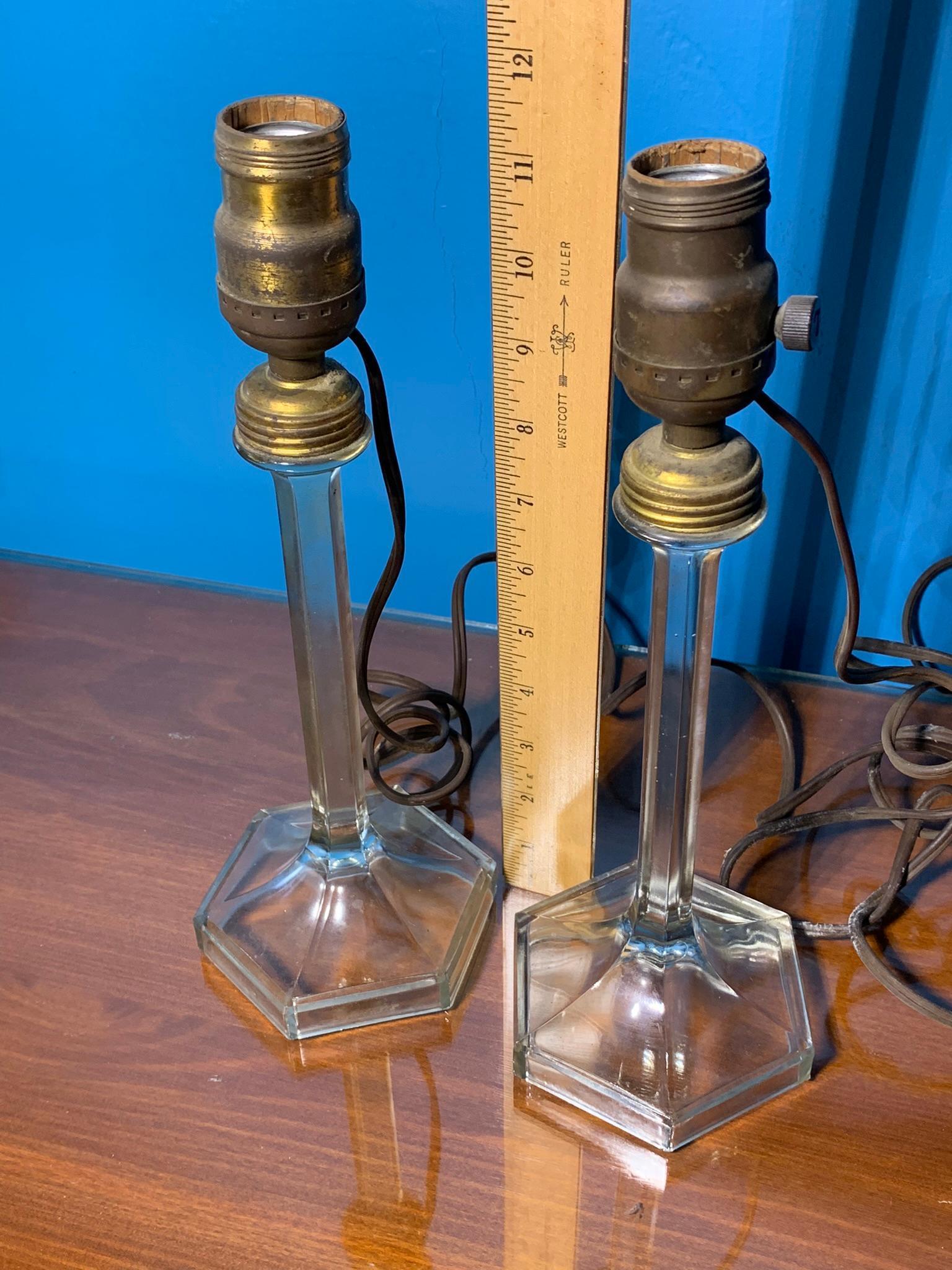 Pair of Vintage Glass Nightstand Lamps
