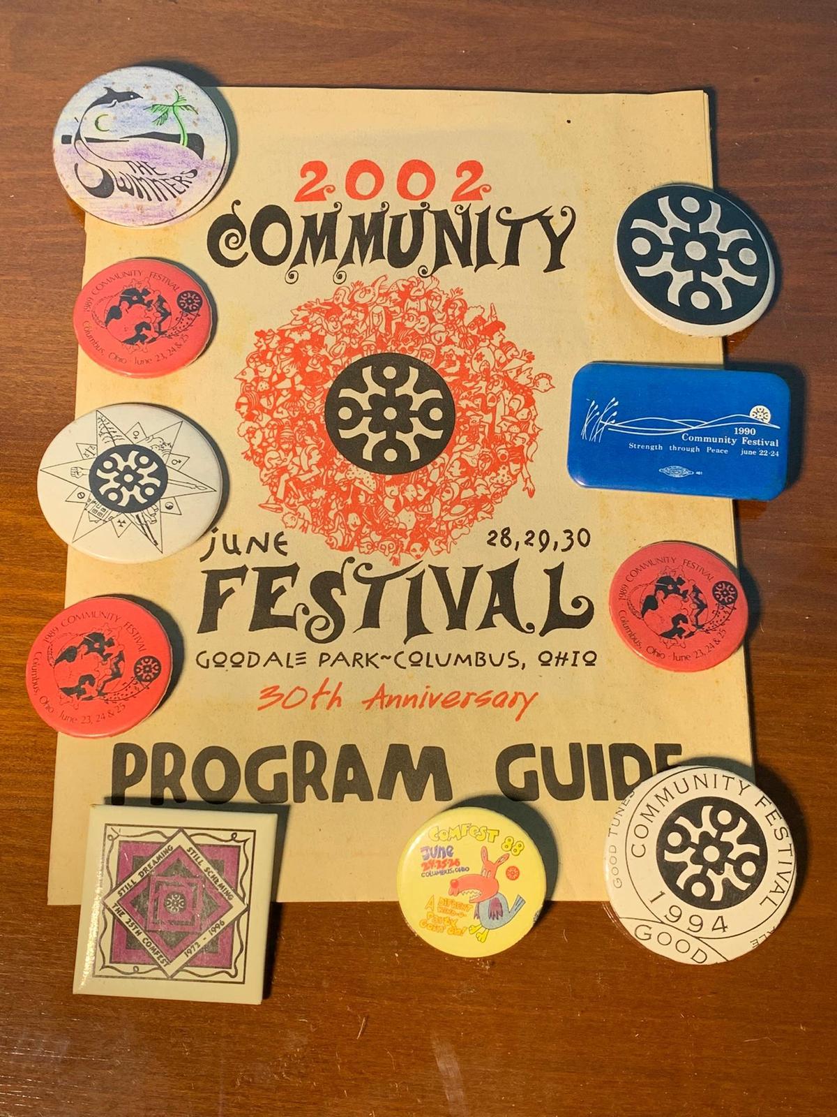 Columbus Ohio Community Festival "Comfest" Program Guide and Buttons