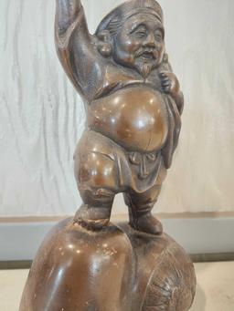 Antique Japanese bronze statue of Daikoku / Hotei