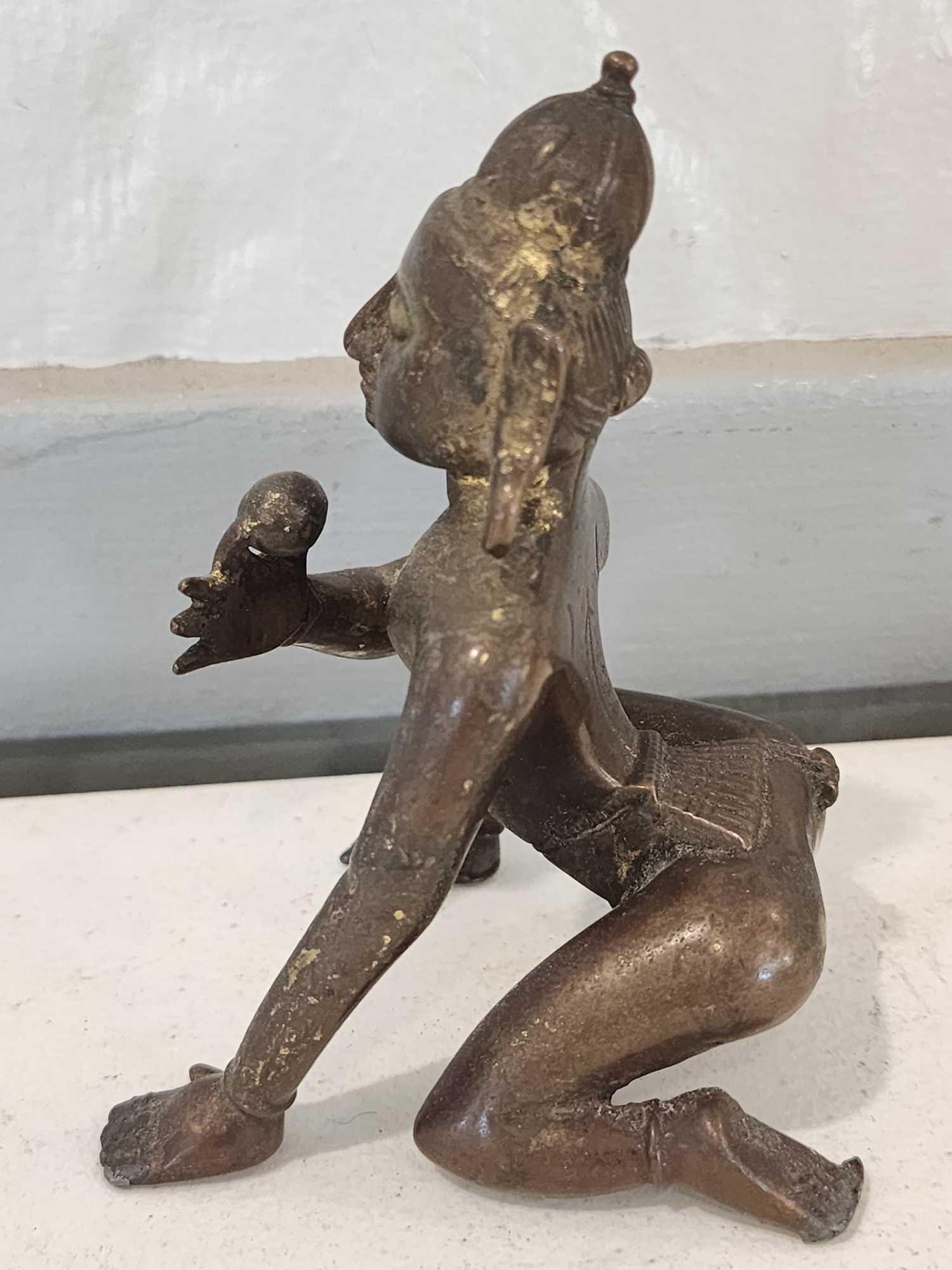 Unusual antique India Hindu bronze statue of young Krishna