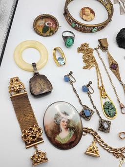 Large lot of antique jewelry: most Victorian