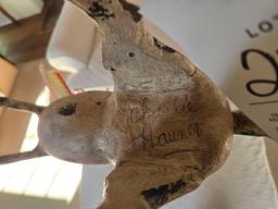 Signed Charlie Haumer Wooden Rocking Horse