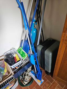 Contents of Closet - Cleaning Supplies, Shoe Rack, Hats, Light Bulbs, Electrical Supplies and More.