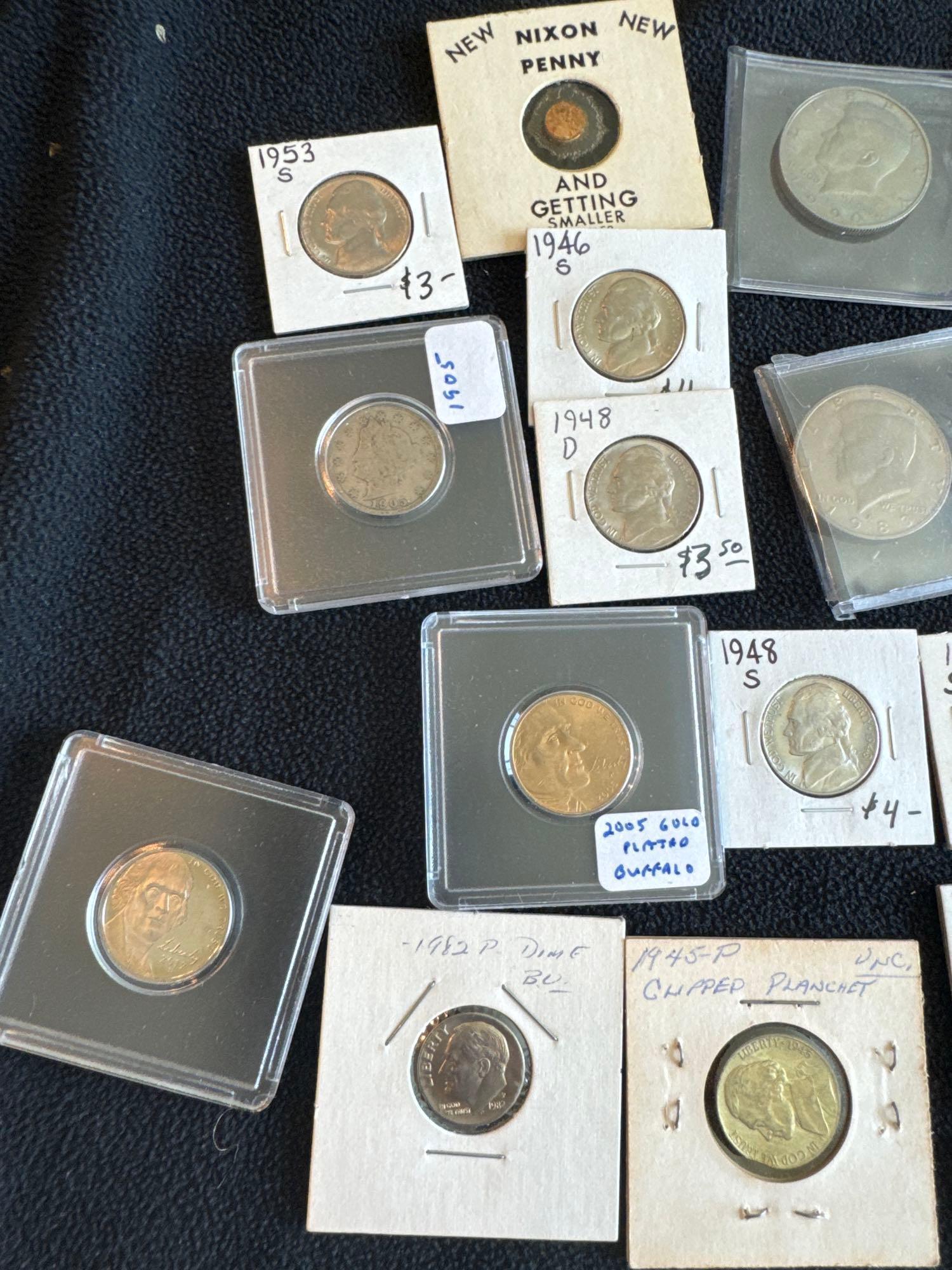 Collectors Grouping Halves, Buffalo Nickels, some high Grade coins and more nice assortment