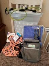 Dog Items, Nail Trimmer, Treat Bin, Cable Lead, and Harness
