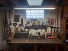 Contents of Workbench Top & Wall - Screwdrivers, Measuring Tools, Hex Key Set, Empty Craftsman