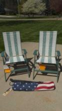(2) Outdoor Sling Chairs & Patriotic Arm Chair