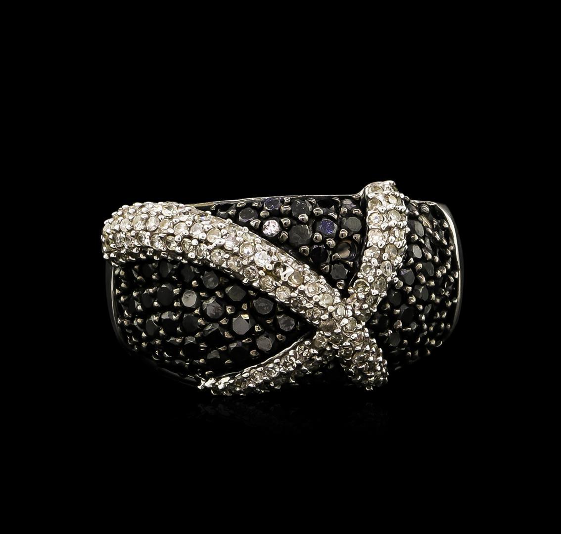 5.45 ctw Black Diamond Pendant and Earrings Set - 14KT White Gold
