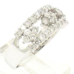 NEW 14k White Gold 1.03 ctw Round BRILLIANT Diamond Open Cluster Wide Band Ring