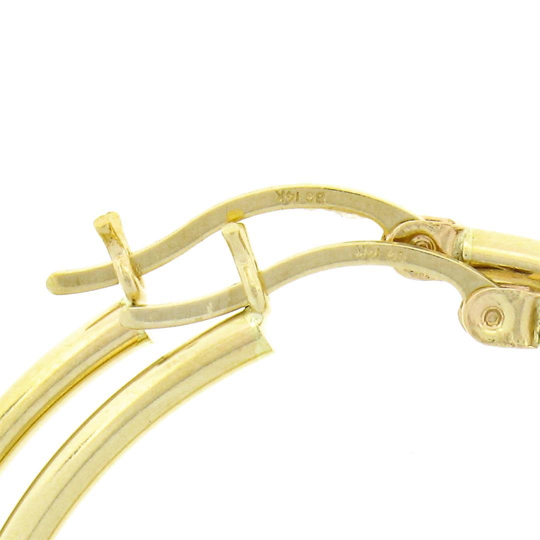 Classic 14K Yellow Gold 1.56" Plain Polished Medium Round Hoop Snap Earrings