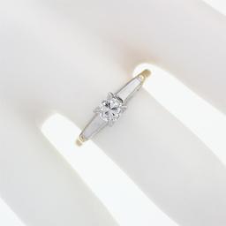 Vintage 14k Gold Old Transitional Diamond Solitaire Engagement or Promise Ring