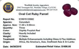 13.34 ctw Oval Mixed Ruby Parcel
