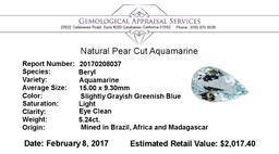 5.24 ct.Natural Pear Cut Aquamarine