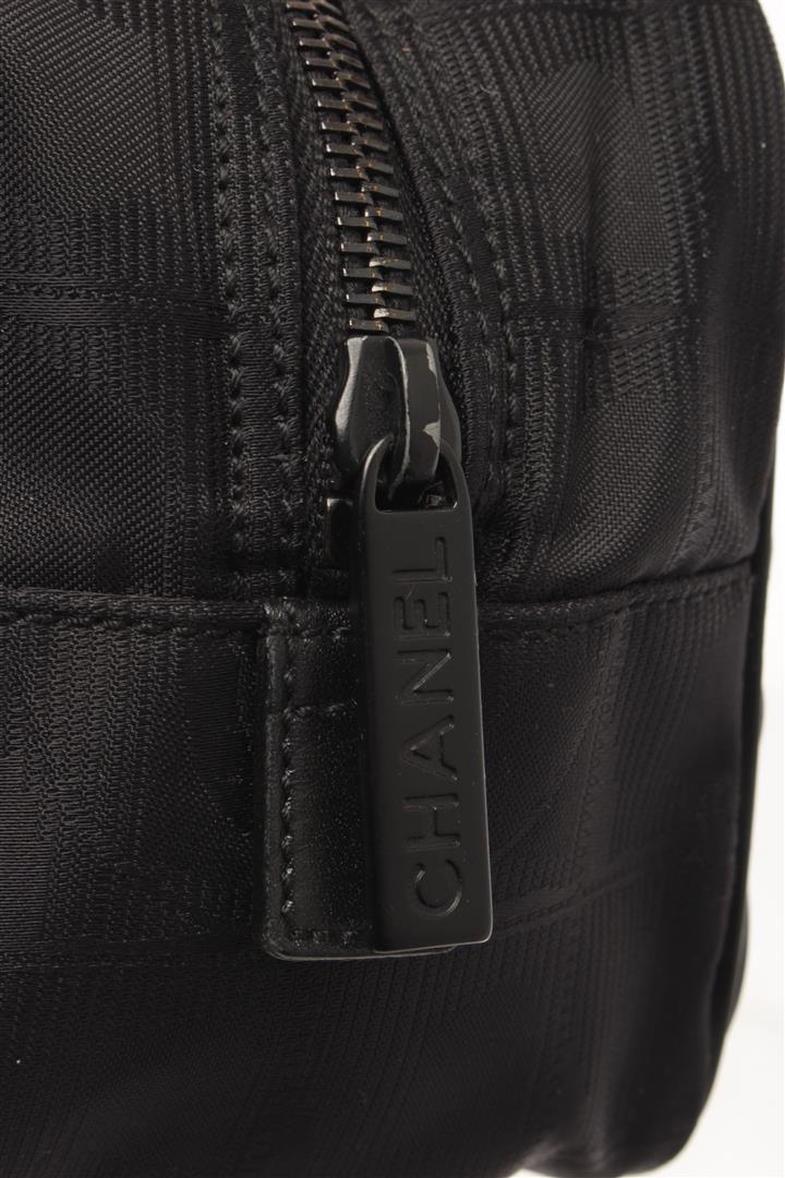 Chanel Black Nylon Mini Jacquard Travel Line Boston Bag