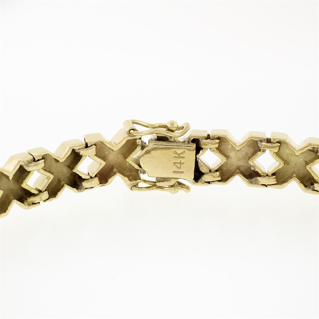 Estate 14K Yellow Gold Smooth Polished "X" Diamond Link Line Stackable Bracelet