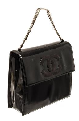 Chanel Black Patent Leather CC Chain Shoulder Bag