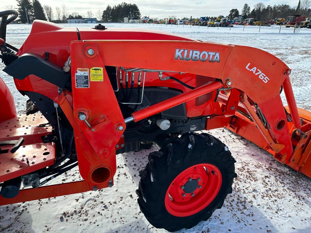 2016 Kubota L4701 compact tractor, open station, 4x4, Kubota LA765 loader, hydro trans, bar tires,