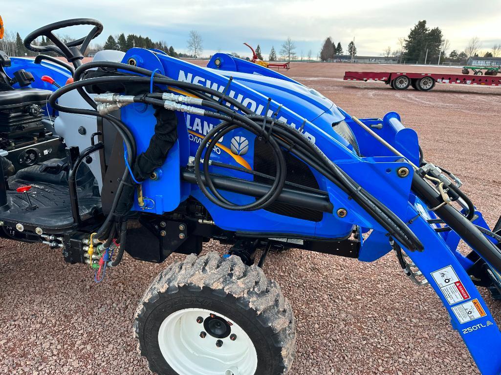 2017 New Holland Boomer 40 compact tractor, open station, 4x4, New Holland 250TLA loader, R4 tires,