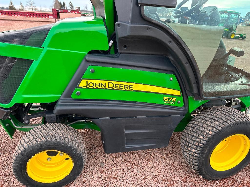 2016 John Deere 1575 Terrain Cut front mount lawn mower, cab w/heat & AC, 4x4, hyd trans, 7 Iron Pro