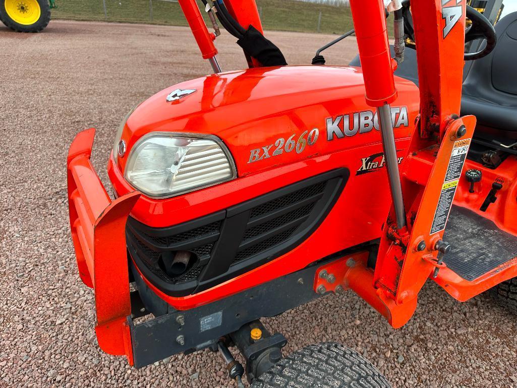 2009 Kubota BX2660 compact tractor, open station, 4x4, Kubota LA243 loader, hydro trans, turf tires,