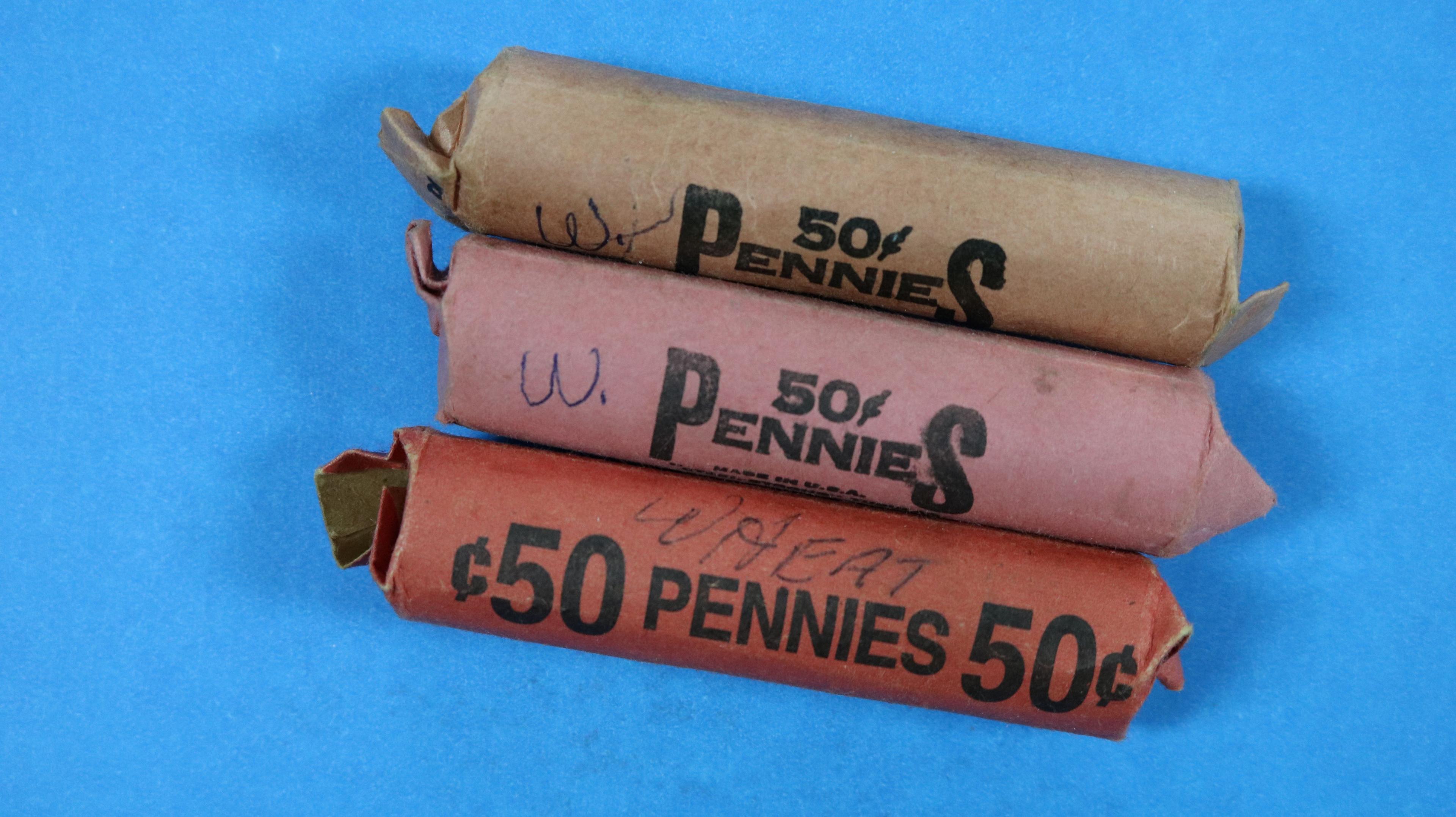 3 Rolls of Wheat Pennies - 150 Pennies Total