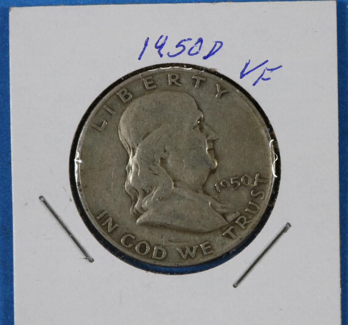 1950 D Franklin Half Silver Dollar