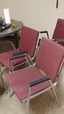 LOT OF 4 UPHOLSTERED METAL STACKING CHAIRS