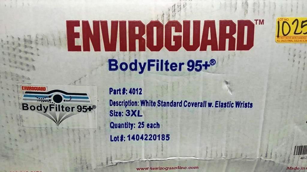 24 BOXES OF 25 EACH ENVIROGUARD COVERALLS (ON PALLET)
