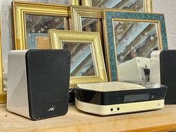 6 Small Mirrors and JVC Disc Player with Two Speakers