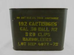 Unopened Can of (192) .30 Ball M2 Cartridges