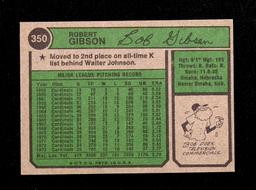 1974 Topps Baseball Card #350 Hall of Famer Bob Gibson St Louis Cardinals